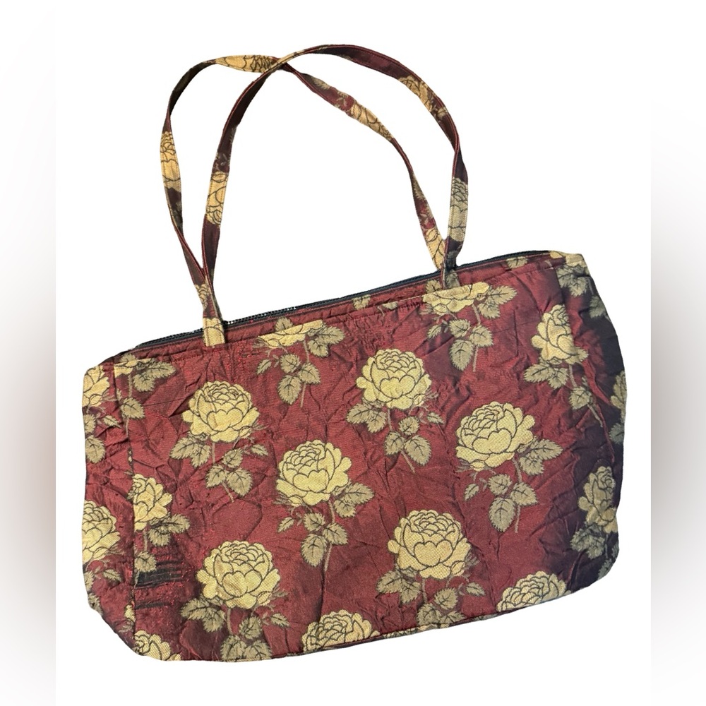 Paint the Lily Overnighter Bag Red and Gold Tapestry Lined